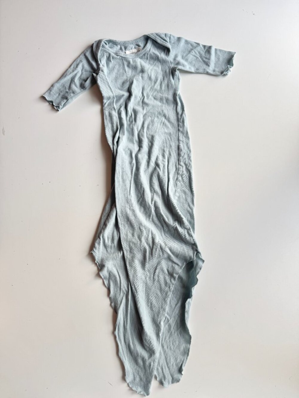 MINI MIOCHE Light Blue Organic Cotton Jersey Tie Bundler One Piece, 0-5m